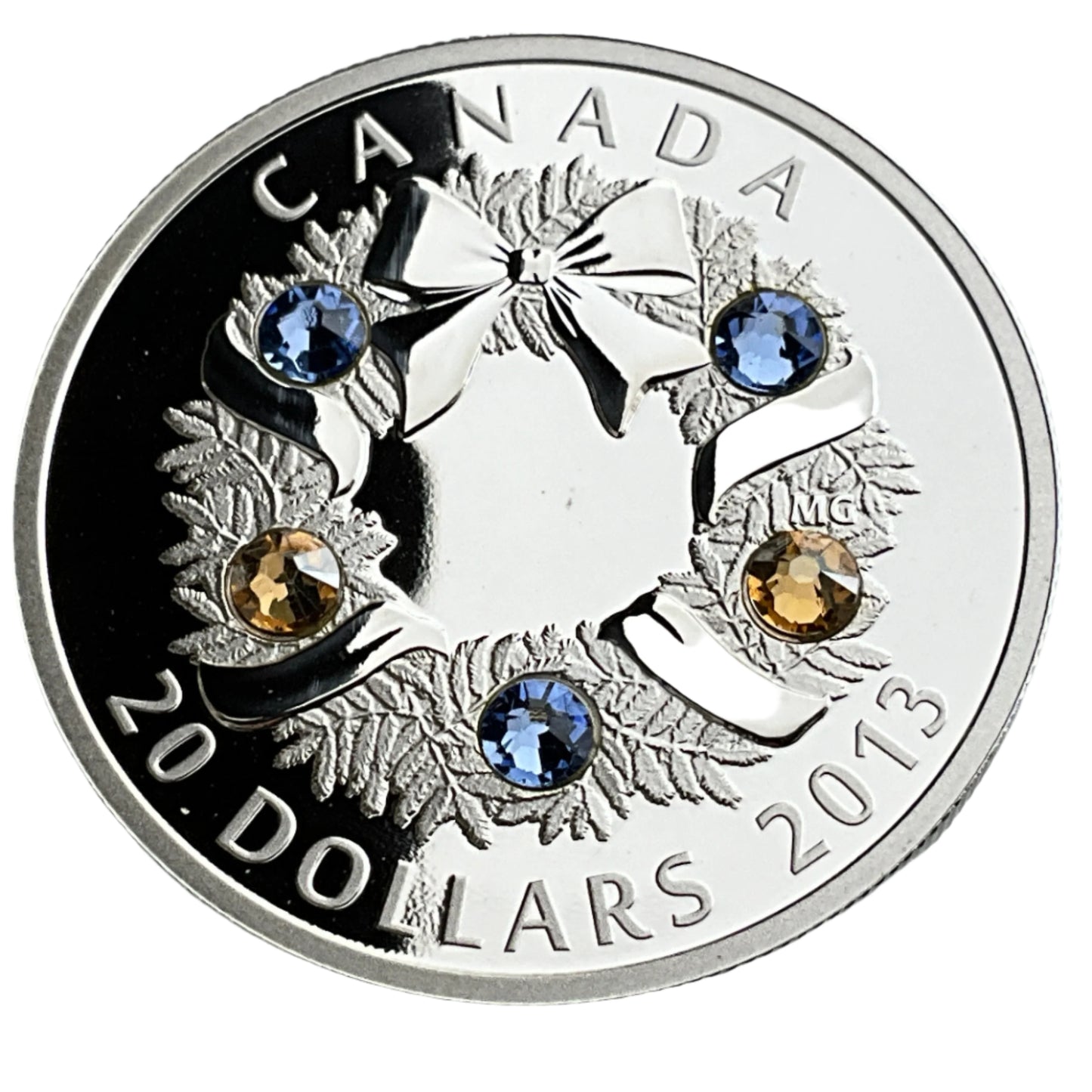 1 ozt Holiday Wreath 9999 Silver $20 Coin