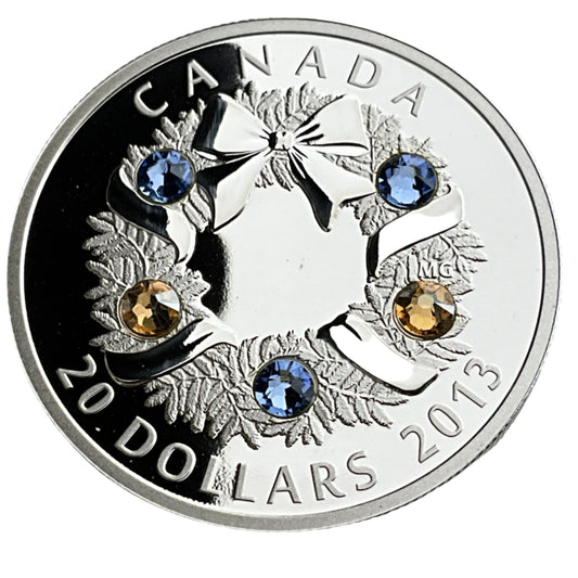 1 ozt Holiday Wreath 9999 Silver $20 Coin