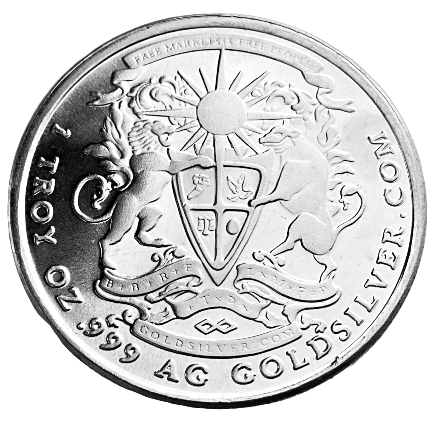 1 ozt Lion and Bull 999 Siver Round
