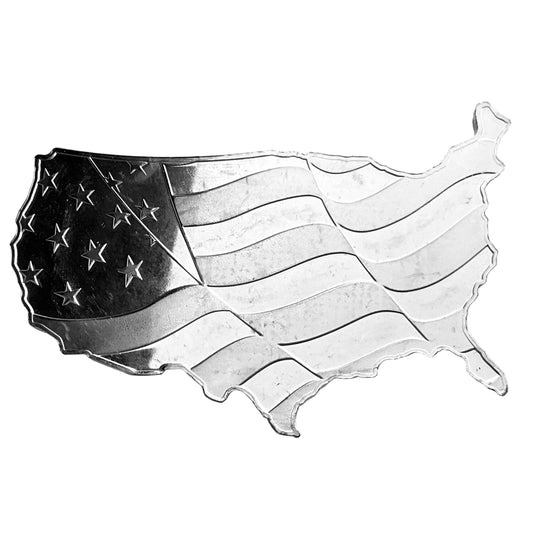 5 ozt US Map Wavy American Flag Shape 999