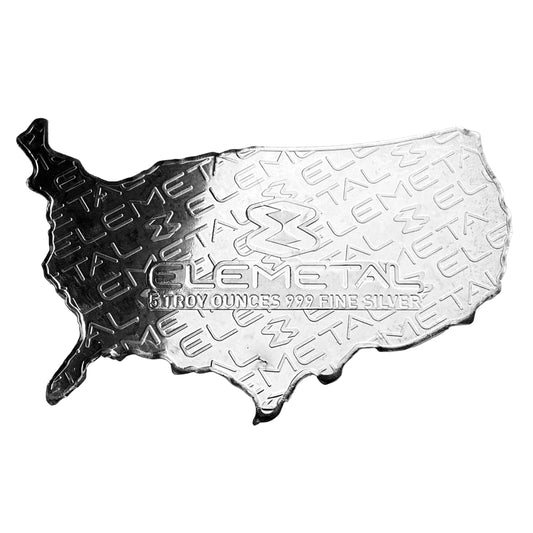 5 ozt US Map Wavy American Flag Shape 999
