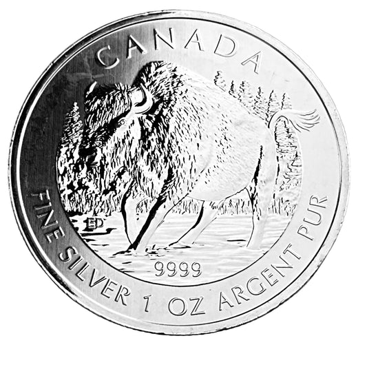 1 ozt Wood Bison 9999 Silver $5 Coin