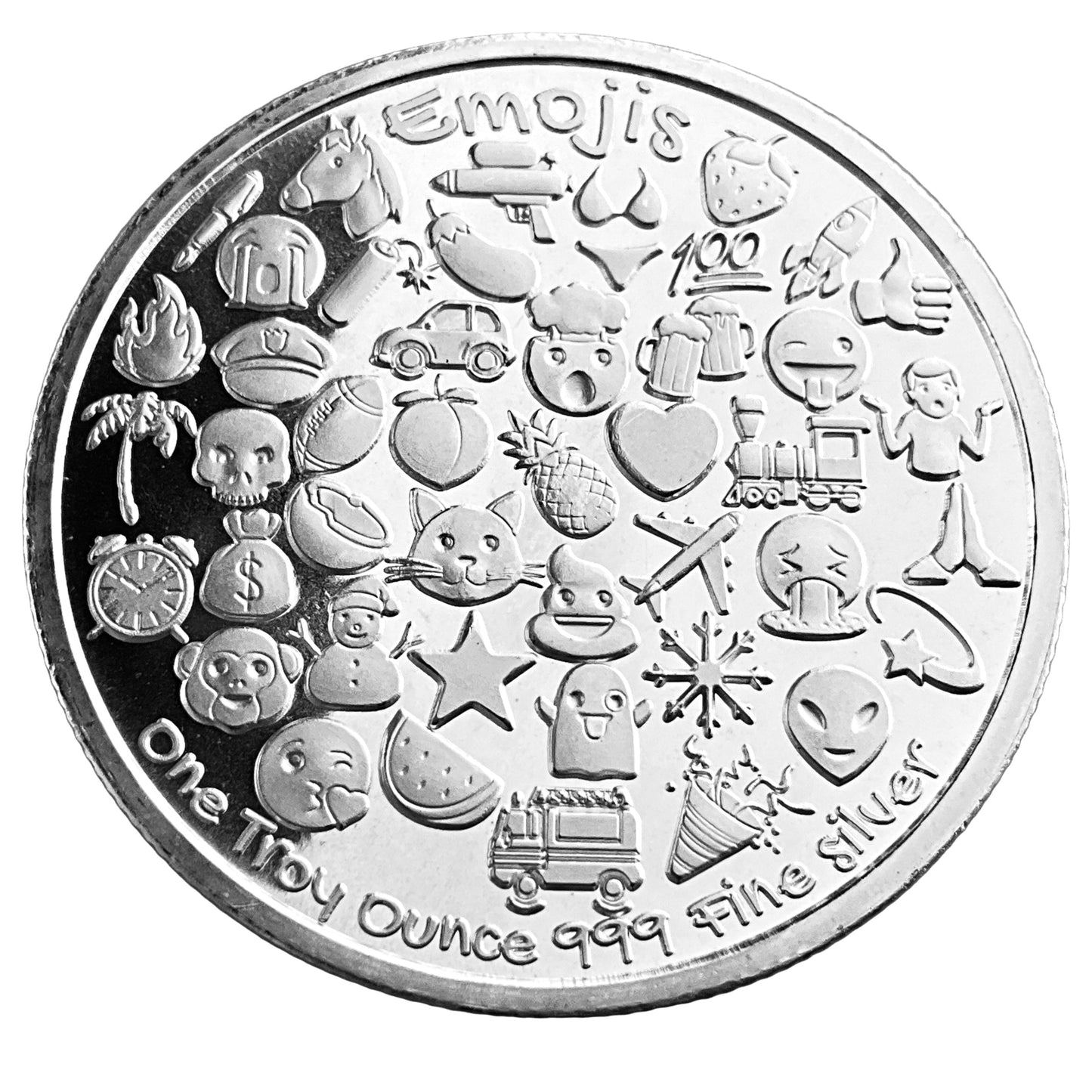 1 ozt Emoji Alien Face 999 Silver Round