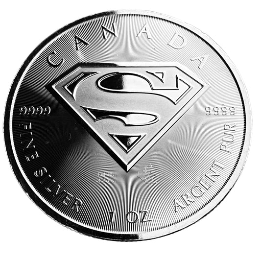 1 ozt Superman Shield 9999 Silver $5 Coin