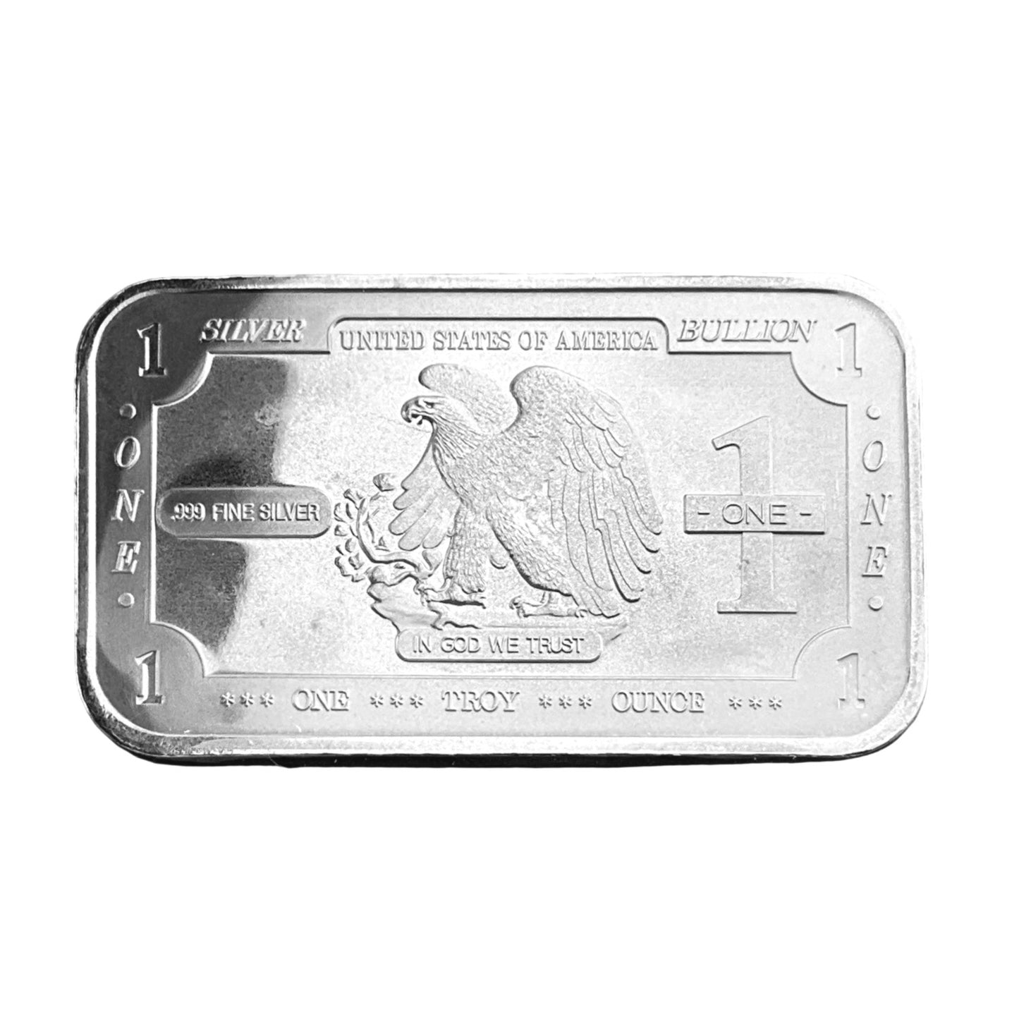 1 ozt Vintage Retro U.S. Eagle 999 Silver Bar
