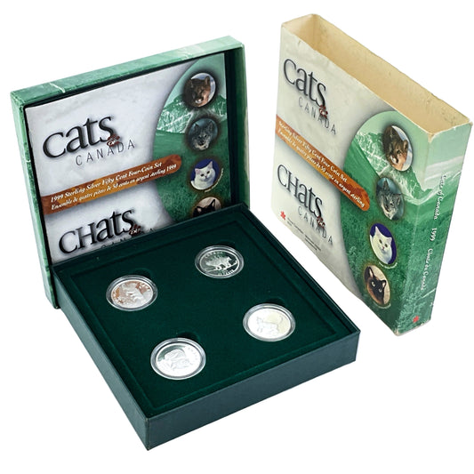 1.108 ozt Cats Canada RCM Silver Set 4x50¢