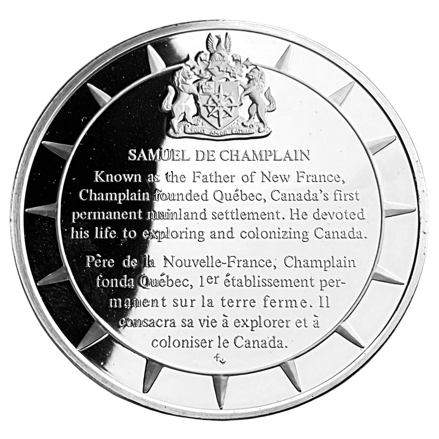 1.210 ozt Samuel de Champlain Silver Round