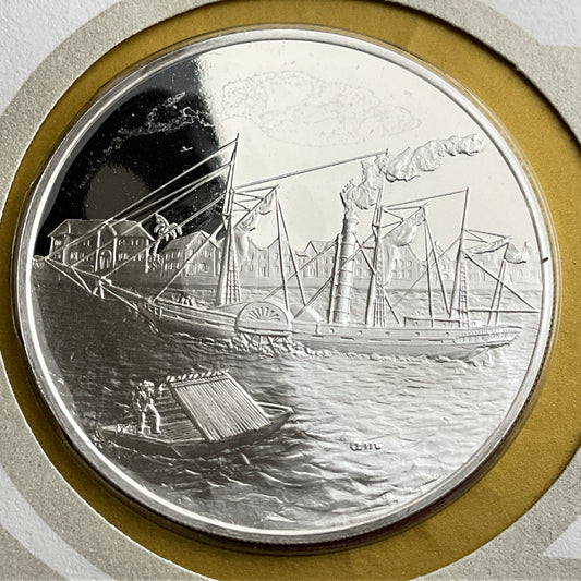 .624 ozt Steamship Travel Silver Medal