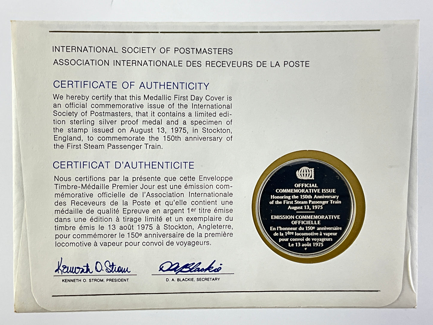 .624 ozt Railway Sesquicentennial Silver