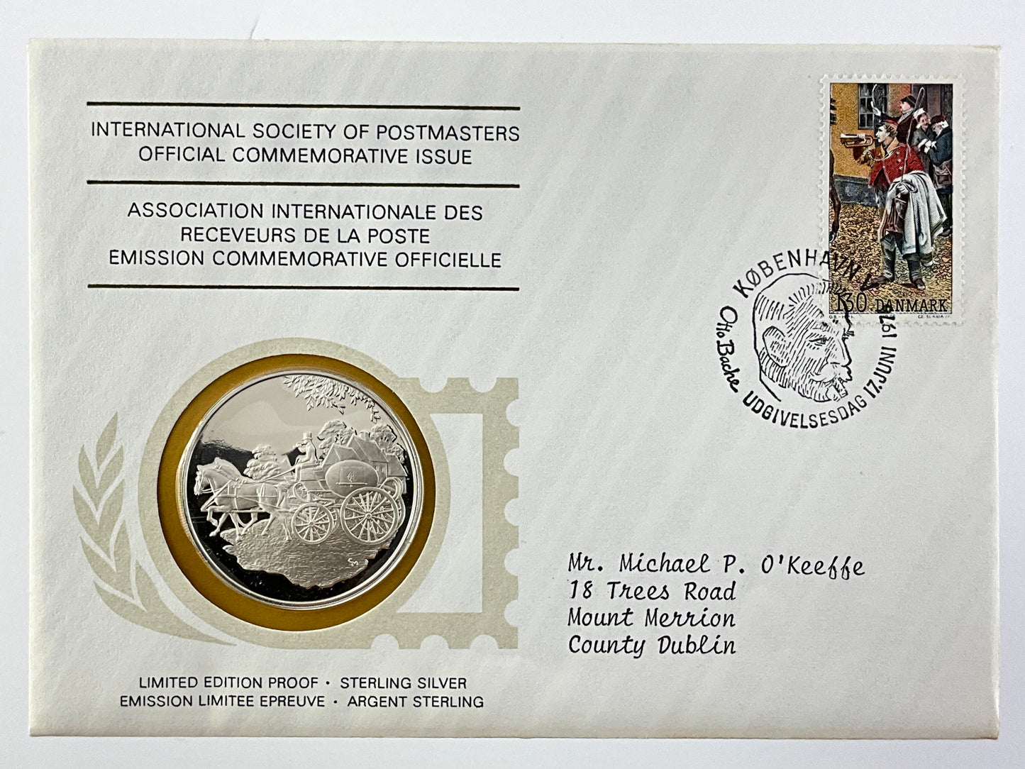 .624 ozt Stamp Show HAFNIA Silver Medal