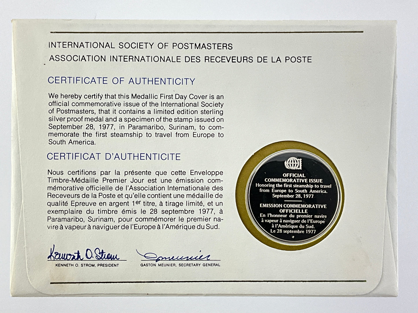 .624 ozt Steamship Travel Silver Medal