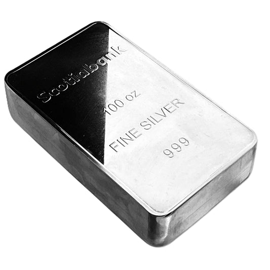 100 ozt Scotiabank 999 Silver Ingot Bar