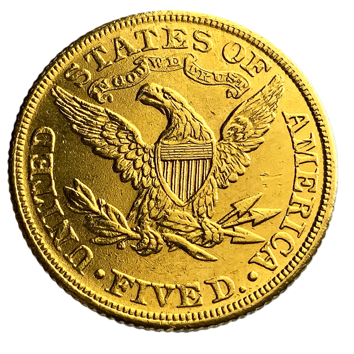 .239 ozt 1907 Coronet Head United States Half Eagle Gold $5 Coin