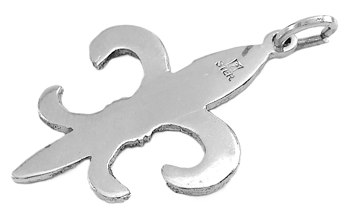 Fleur De Lis Lily France Sterling Silver Pendant Charm 2.1g 1in J003