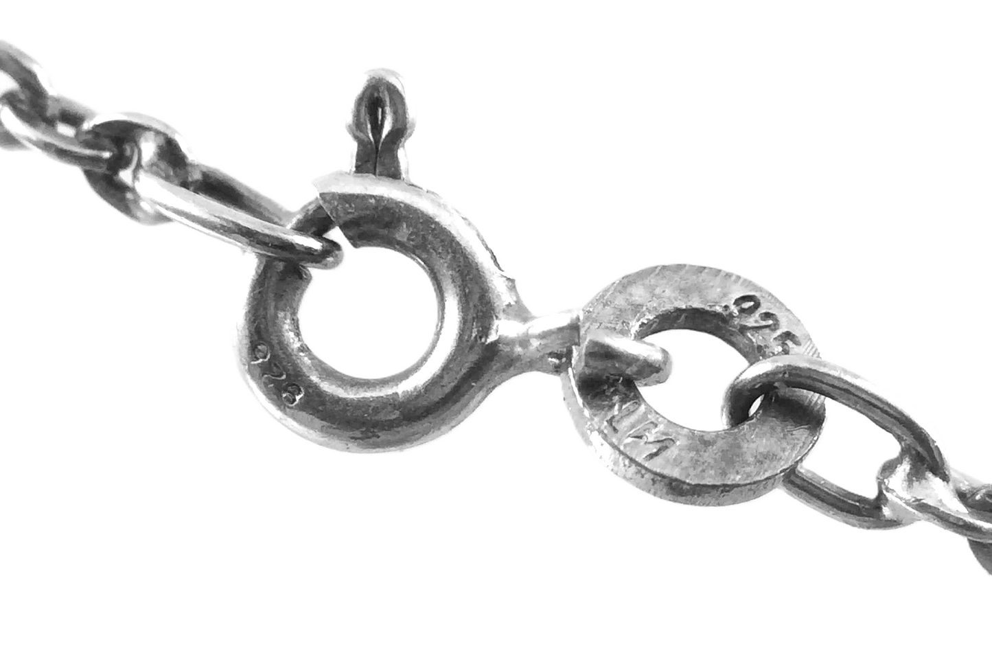 Ladies Art Deco Necklace Blue Stone White Metal Pendant 925 Silver Chain W432