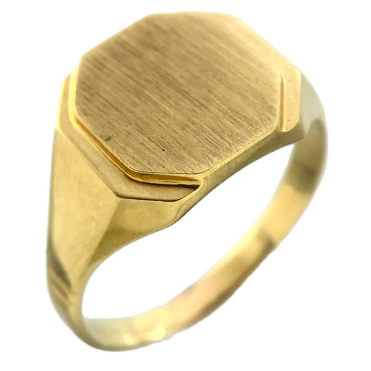 10K Yellow Gold Men's Ring Octogen Signet Ring Size 11.25 AU237