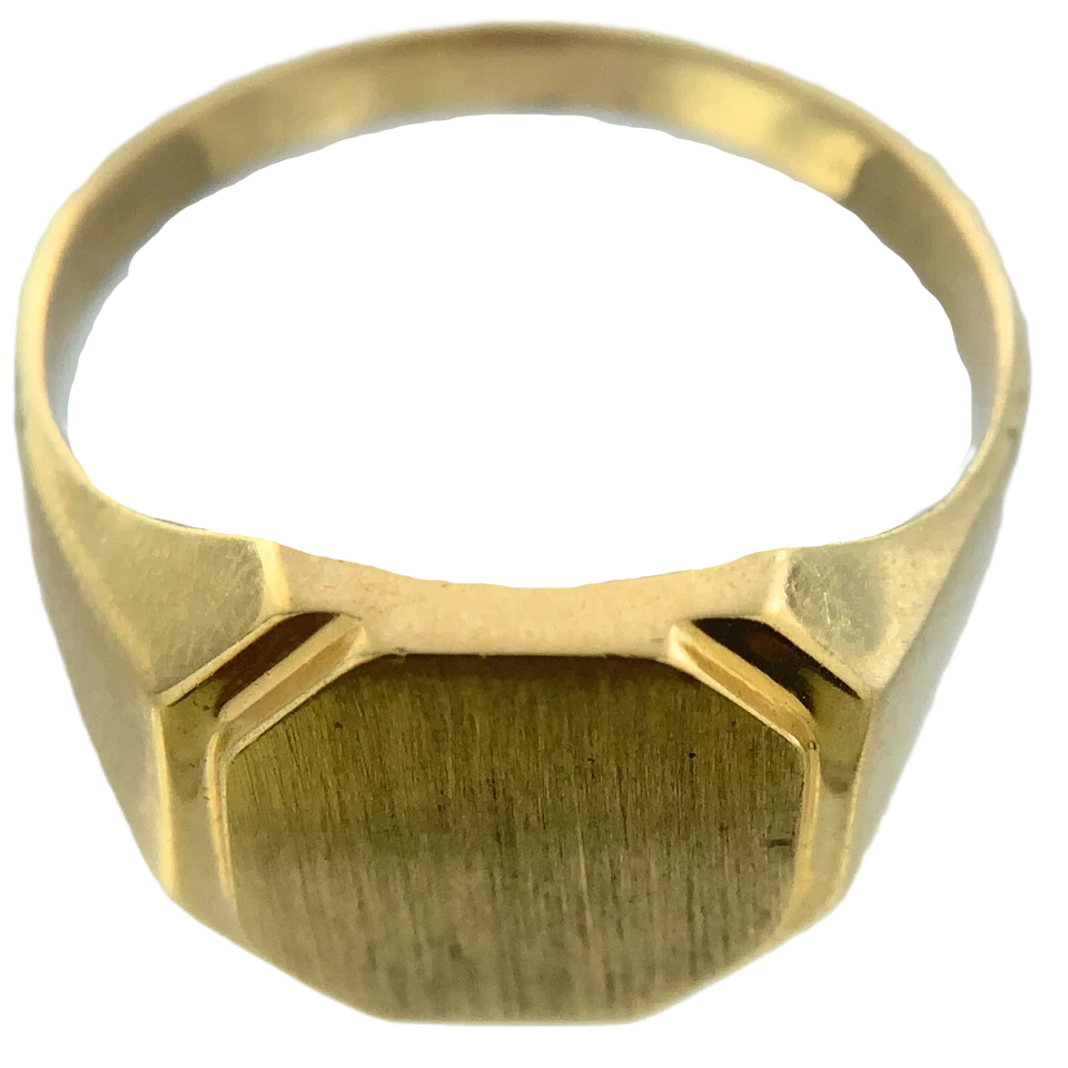 10K Yellow Gold Men's Ring Octogen Signet Ring Size 11.25 AU237