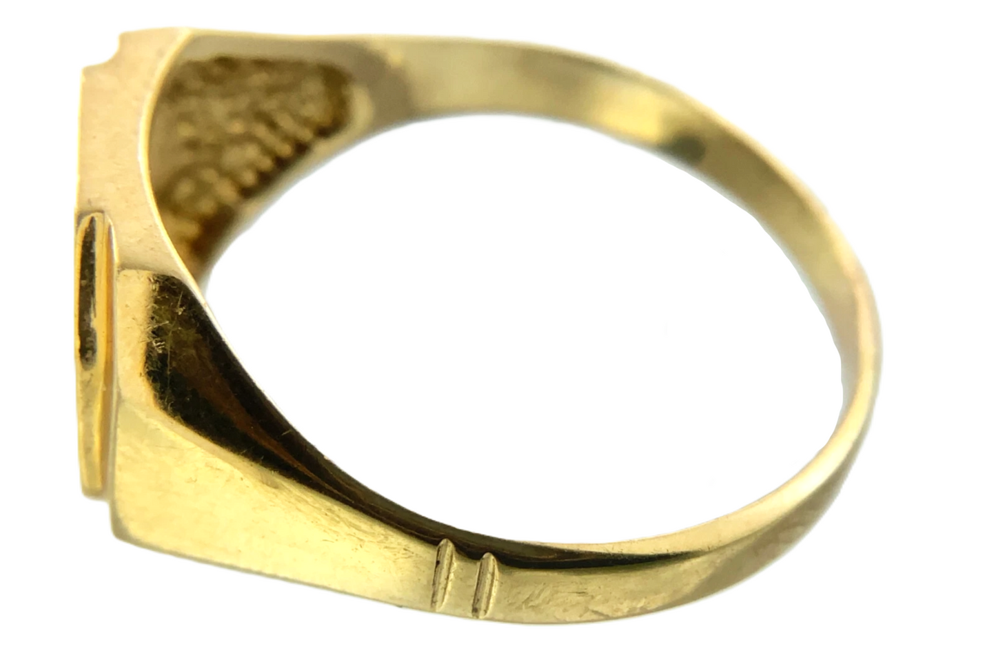10K Yellow Gold Men's Ring Octogen Signet Ring Size 11.25 AU237
