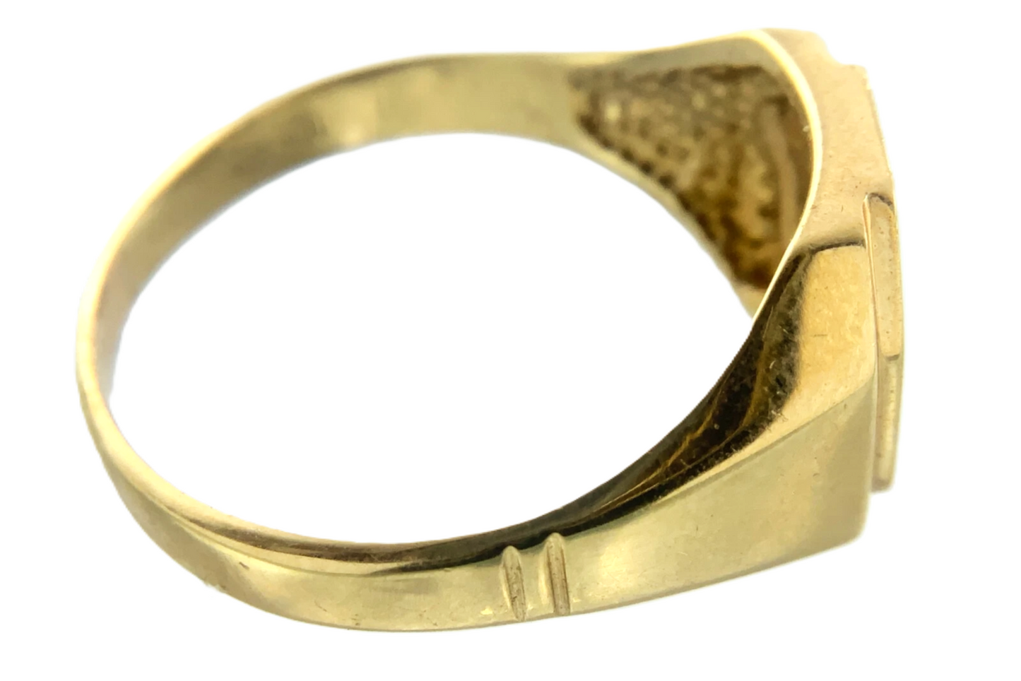 10K Yellow Gold Men's Ring Octogen Signet Ring Size 11.25 AU237
