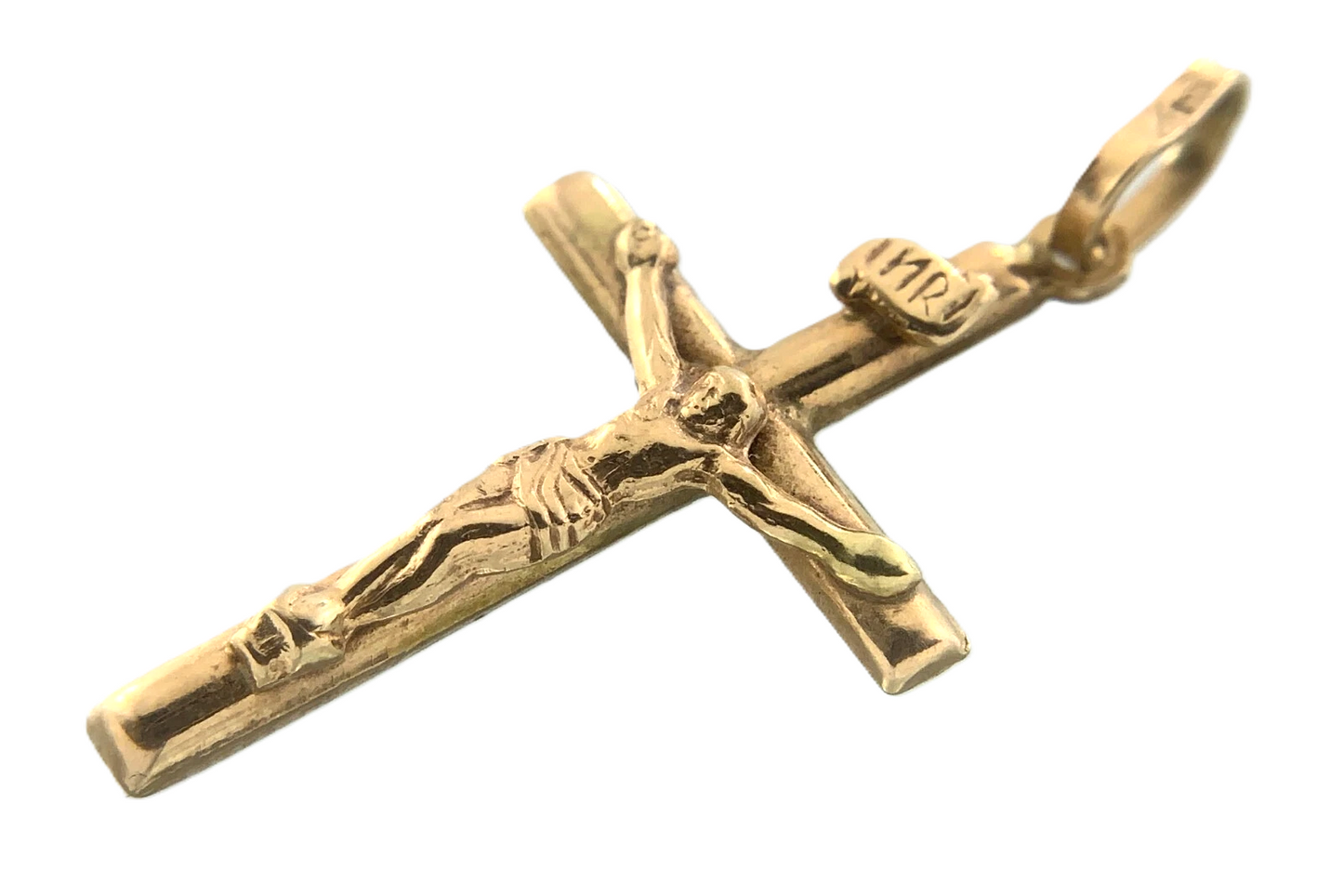 10K Crucifix Jesus On The Cross Pendant Gold Delicate Religious Charm AU002