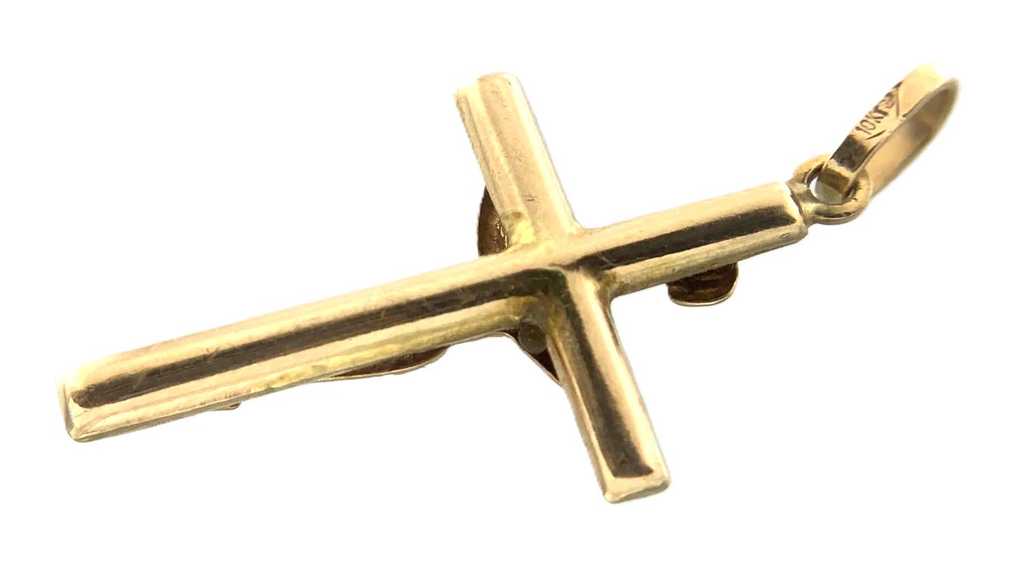 10K Crucifix Jesus On The Cross Pendant Gold Delicate Religious Charm AU002