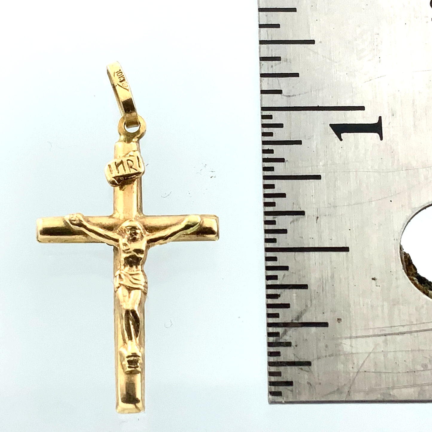 10K Crucifix Jesus On The Cross Pendant Gold Delicate Religious Charm AU002