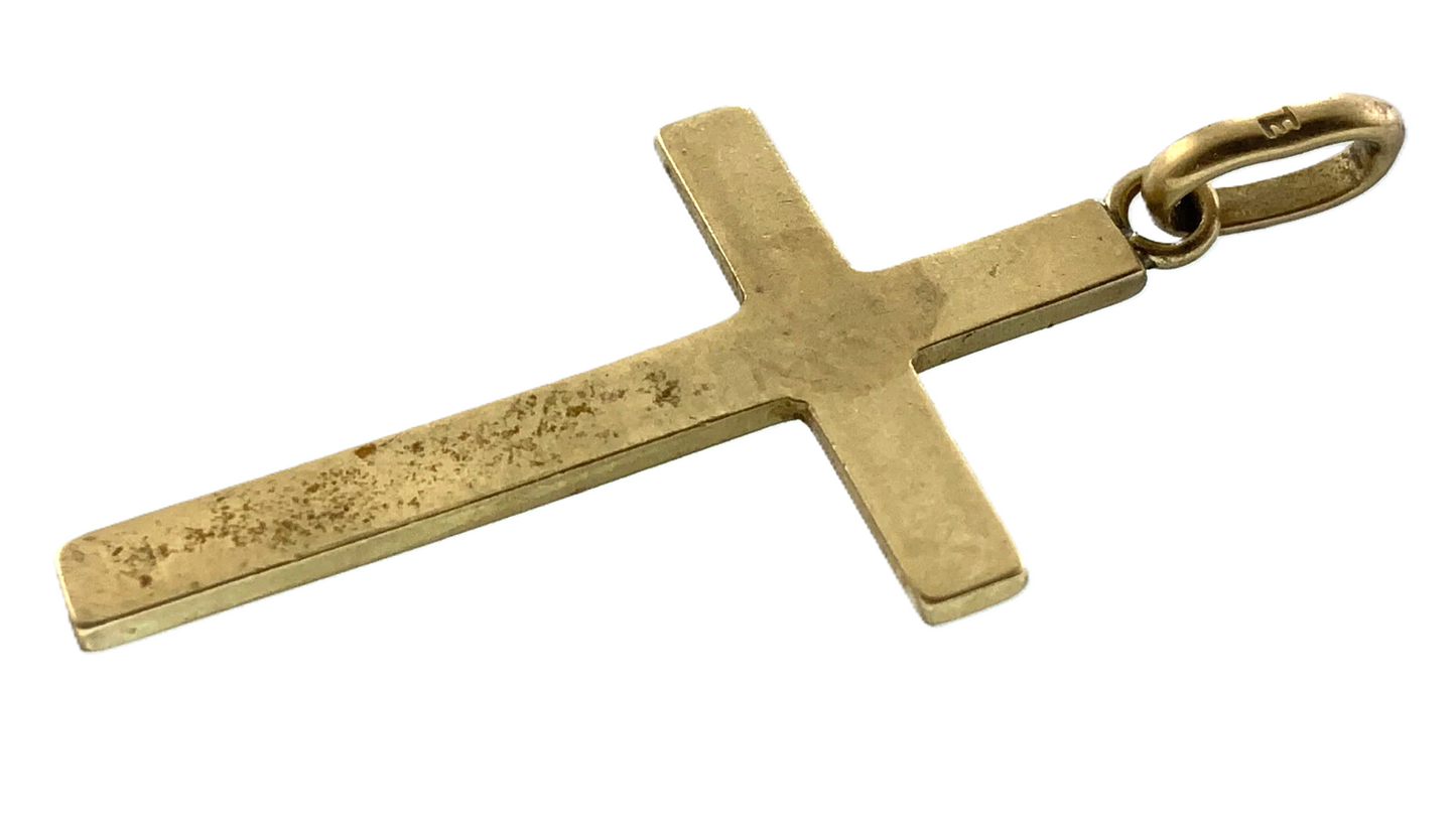 Lovely Cross Pendant 10K Gold Delicate Religious Charm AU004