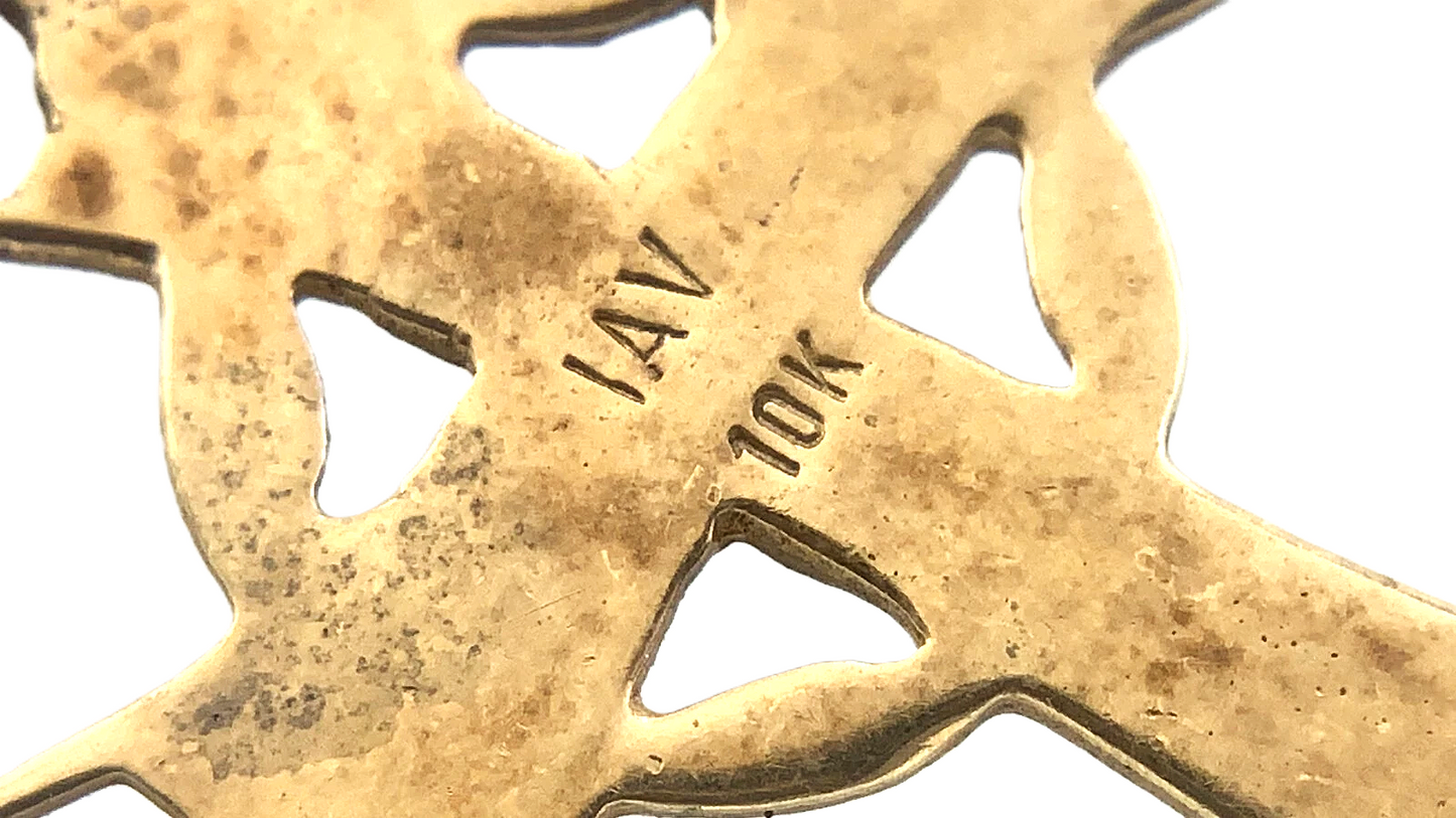 Lovely Ornate Cross Pendant 10K Gold Delicate Religious Charm AU006
