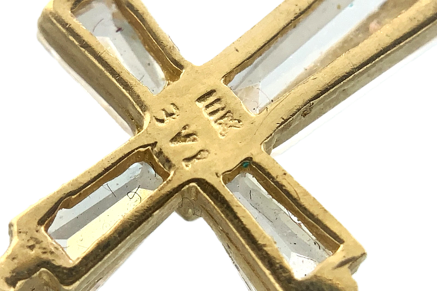 Lovely Cross Pendant 10K Gold Delicate Religious Charm Cubic Zirconia AU007