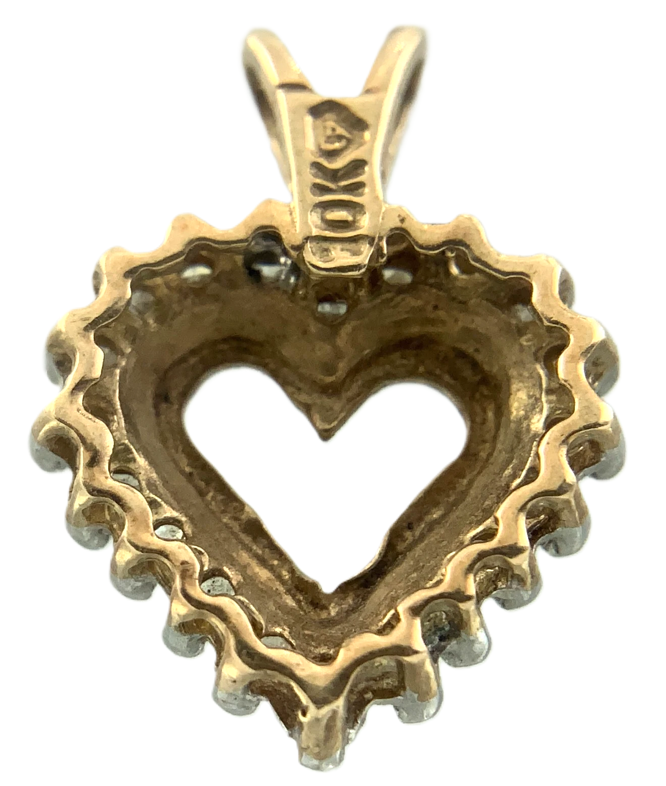 10K Yellow Gold Diamond Heart Pendant Lovely Charm AU015