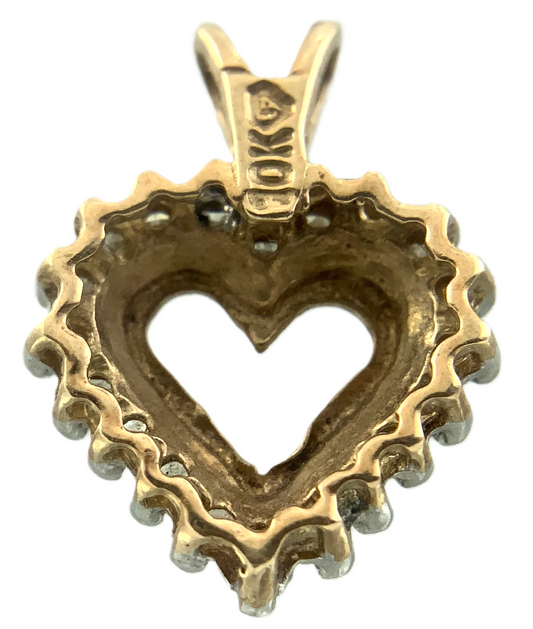 10K Yellow Gold Diamond Heart Pendant Lovely Charm AU015