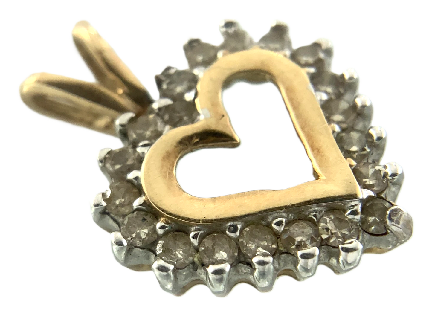 10K Yellow Gold Diamond Heart Pendant Lovely Charm AU015