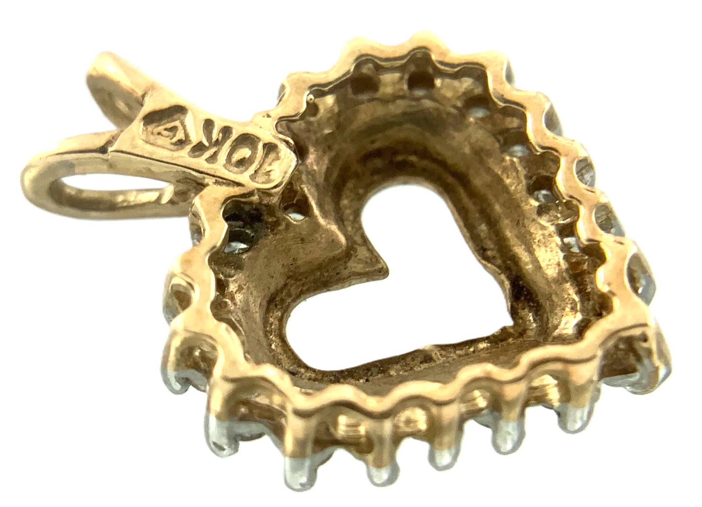 10K Yellow Gold Diamond Heart Pendant Lovely Charm AU015