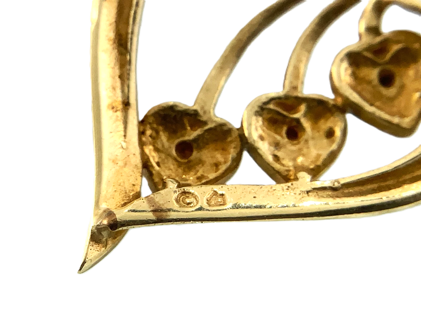 10K Yellow Gold Diamond Heart Pendant Beautiful Love Charm AU017