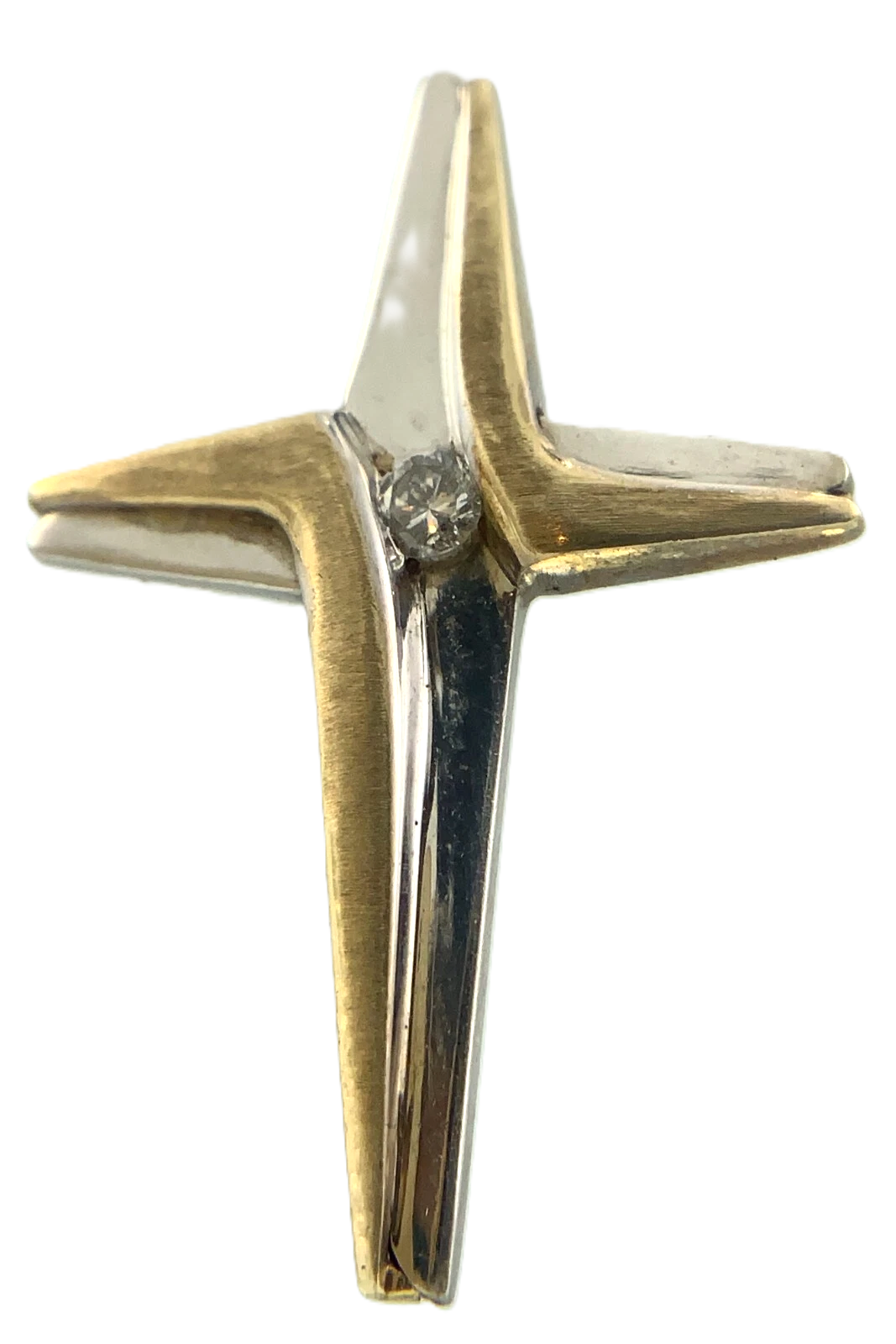 Lovely MCM Diamond Cross Pendant 10K Gold Delicate Religious Charm AU022