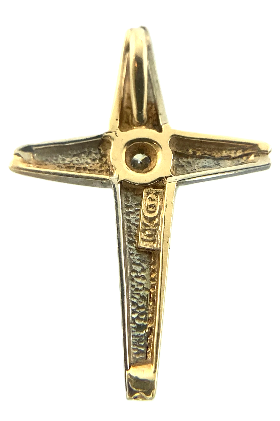 Lovely MCM Diamond Cross Pendant 10K Gold Delicate Religious Charm AU022