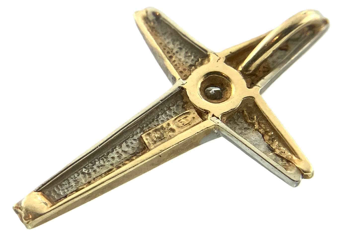Lovely MCM Diamond Cross Pendant 10K Gold Delicate Religious Charm AU022