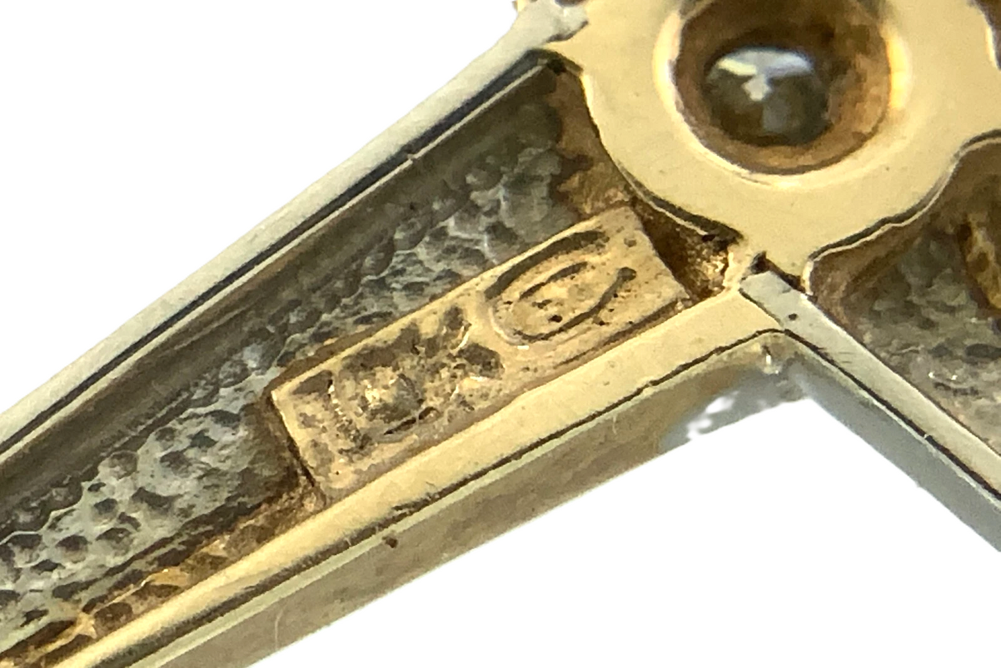 Lovely MCM Diamond Cross Pendant 10K Gold Delicate Religious Charm AU022