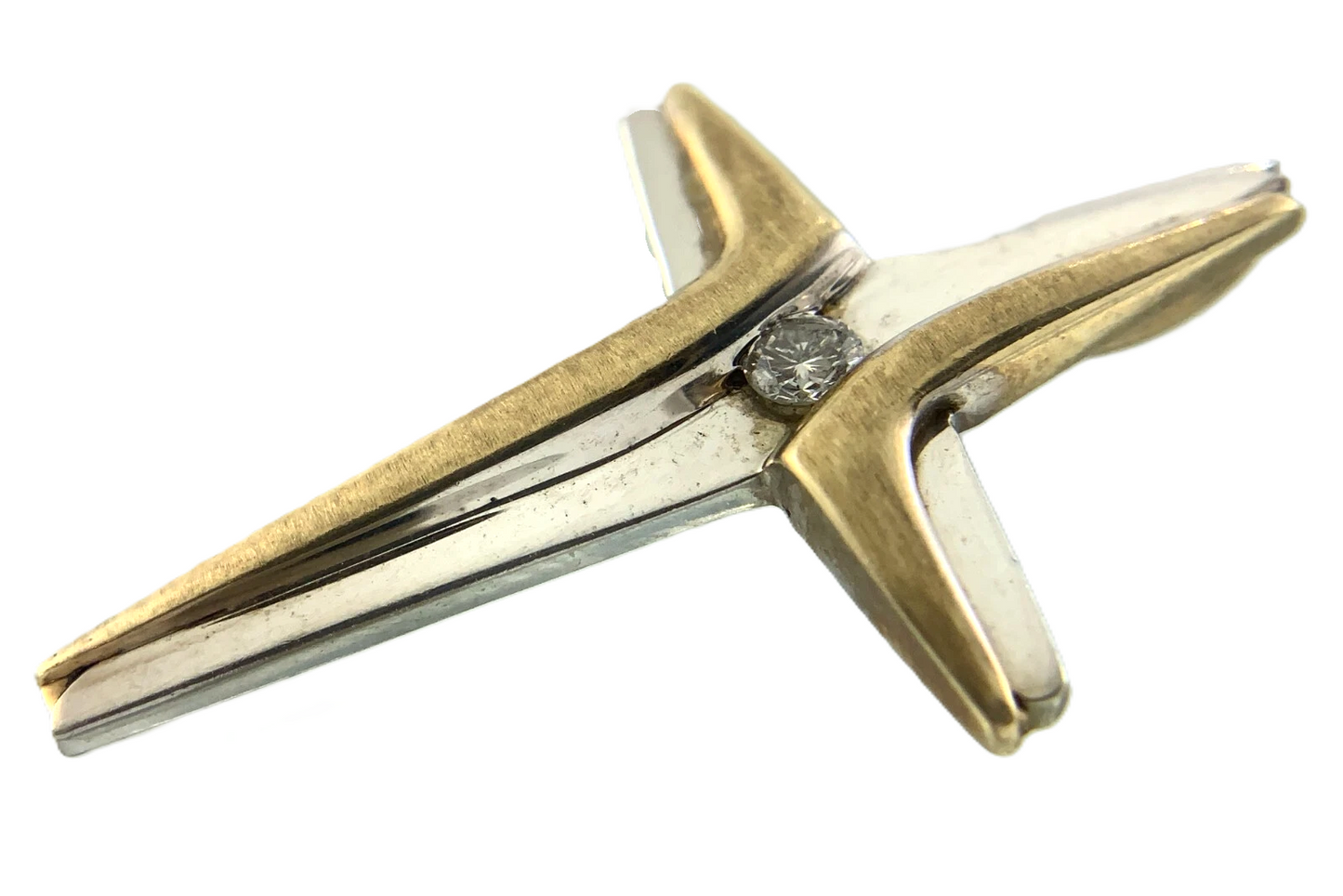 Lovely MCM Diamond Cross Pendant 10K Gold Delicate Religious Charm AU022