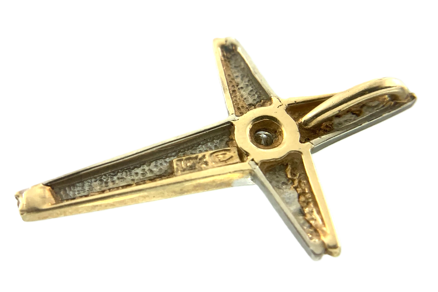 Lovely MCM Diamond Cross Pendant 10K Gold Delicate Religious Charm AU022