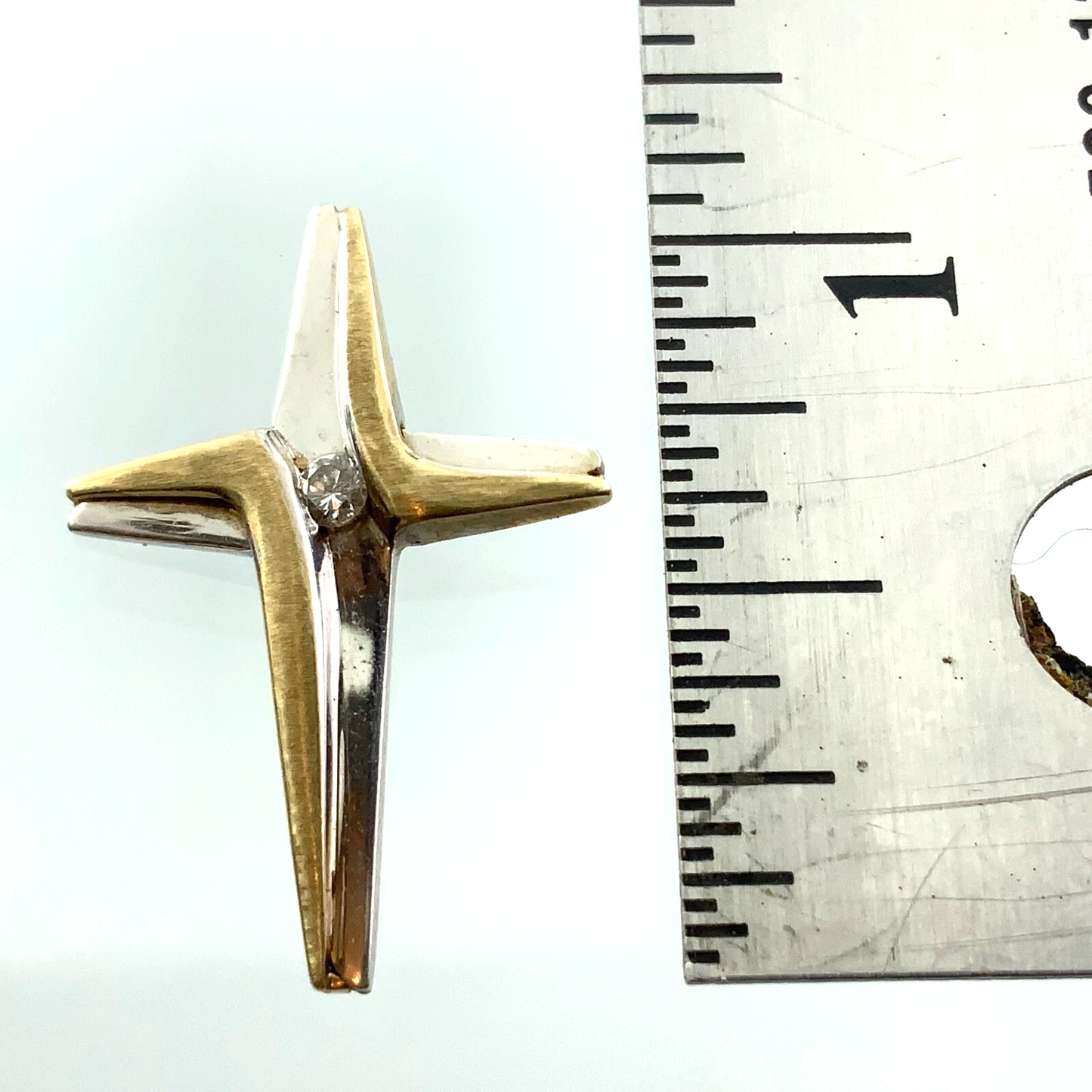 Lovely MCM Diamond Cross Pendant 10K Gold Delicate Religious Charm AU022