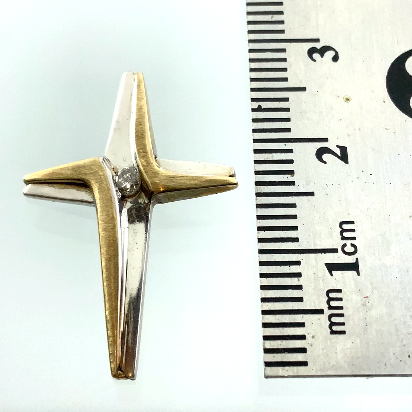 Lovely MCM Diamond Cross Pendant 10K Gold Delicate Religious Charm AU022