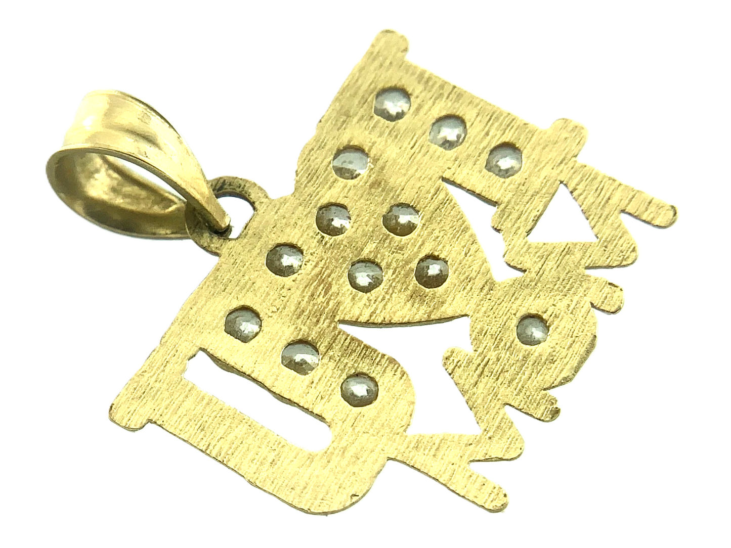 I Heart U Mom Beautiful Gift Love Mom 10K Yellow Gold Pendant Charm AU025