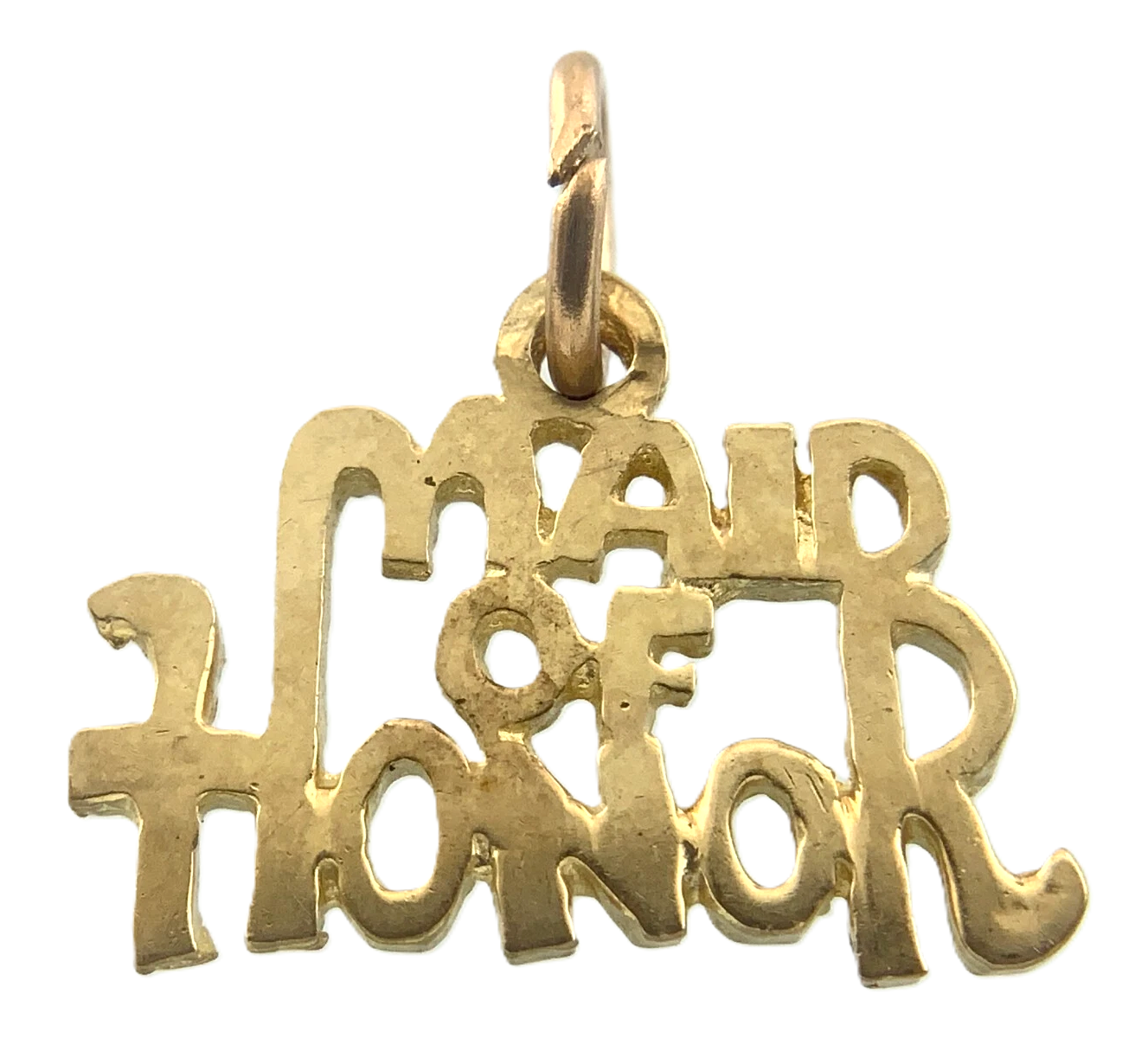 Maid of Honor Pendant 10K Yellow Gold Charm Wedding Gift AU028