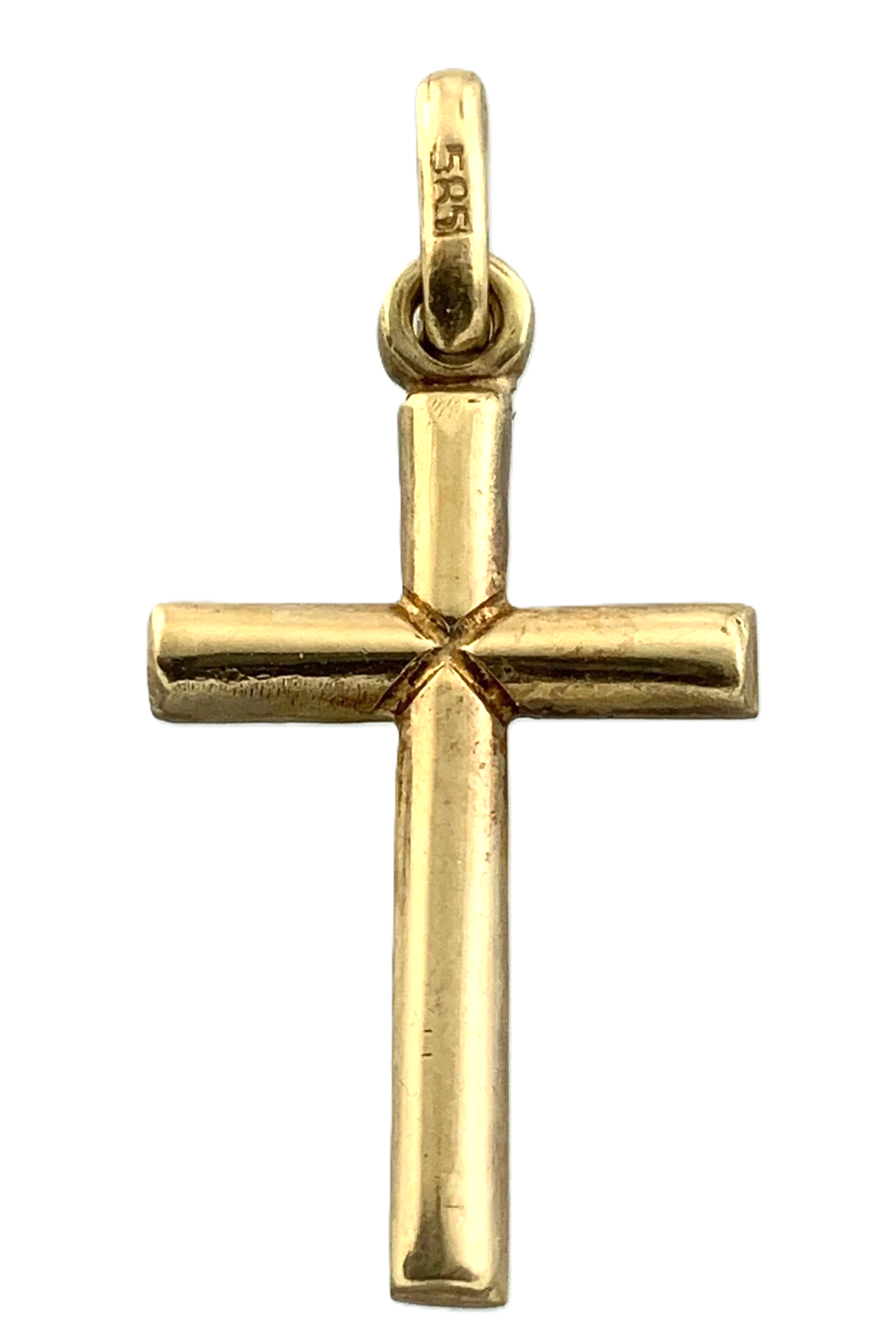 Cross Pendant 14K Yellow Gold Simple Religious Charm AU029