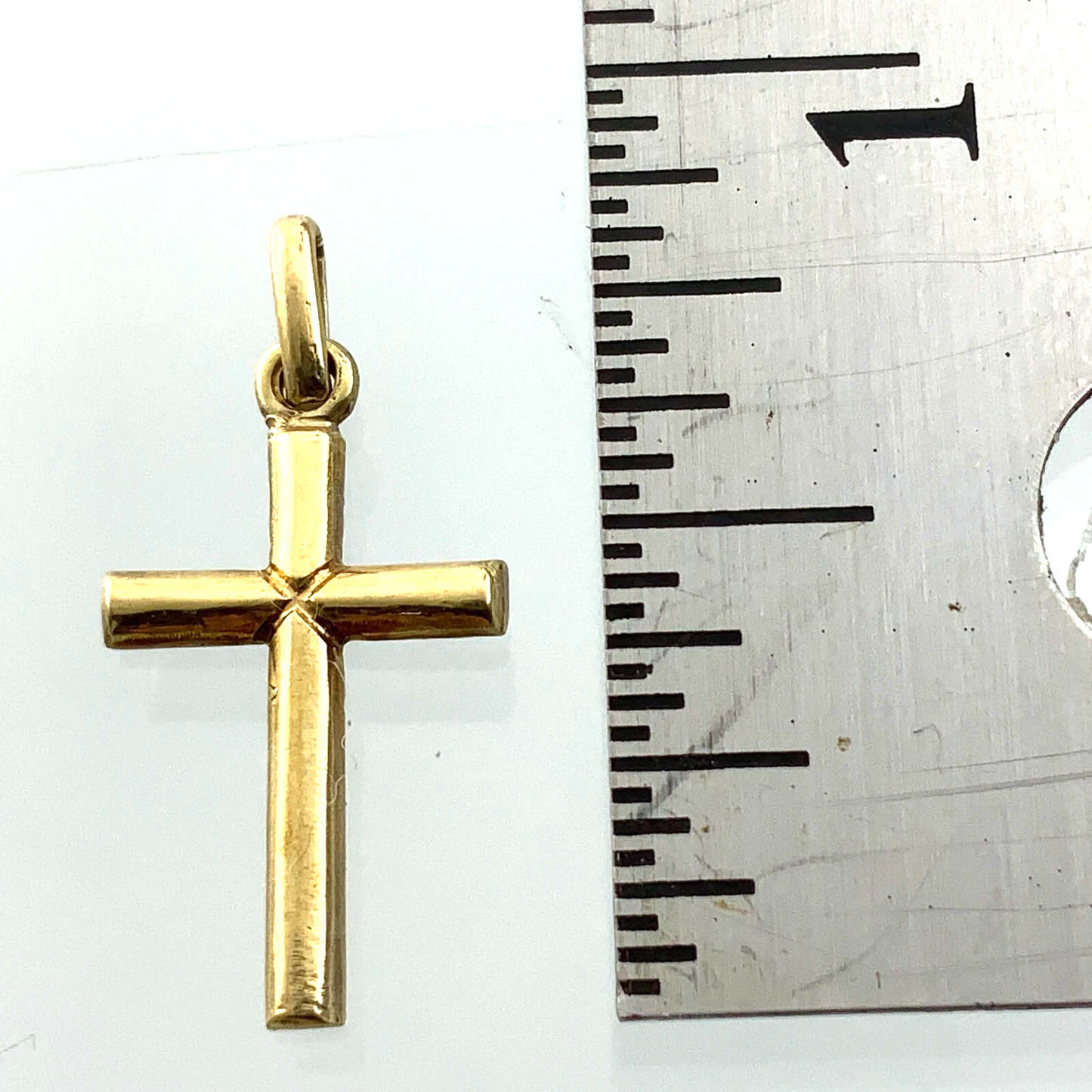 Cross Pendant 14K Yellow Gold Simple Religious Charm AU029