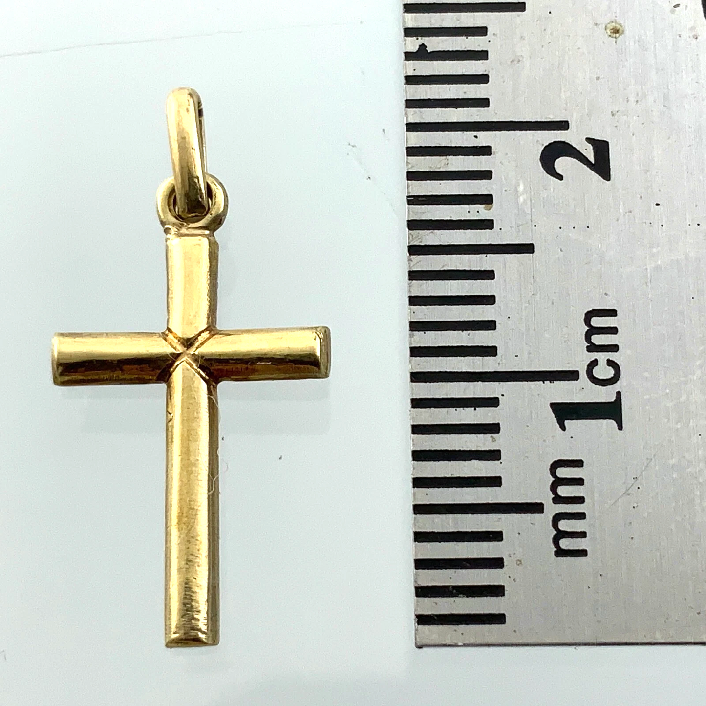 Cross Pendant 14K Yellow Gold Simple Religious Charm AU029