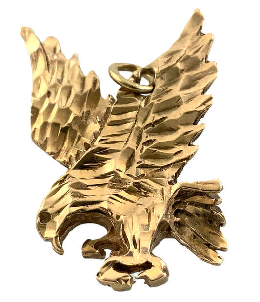 10K Yellow Gold Flying Eagle Pendant Charm AU030