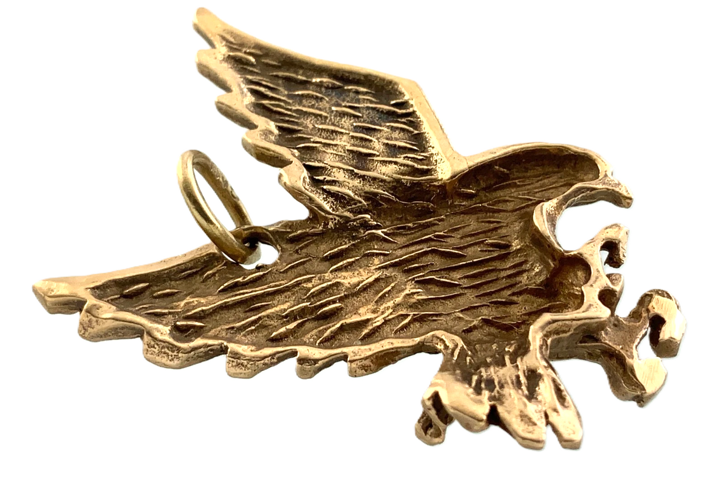 10K Yellow Gold Flying Eagle Pendant Charm AU030