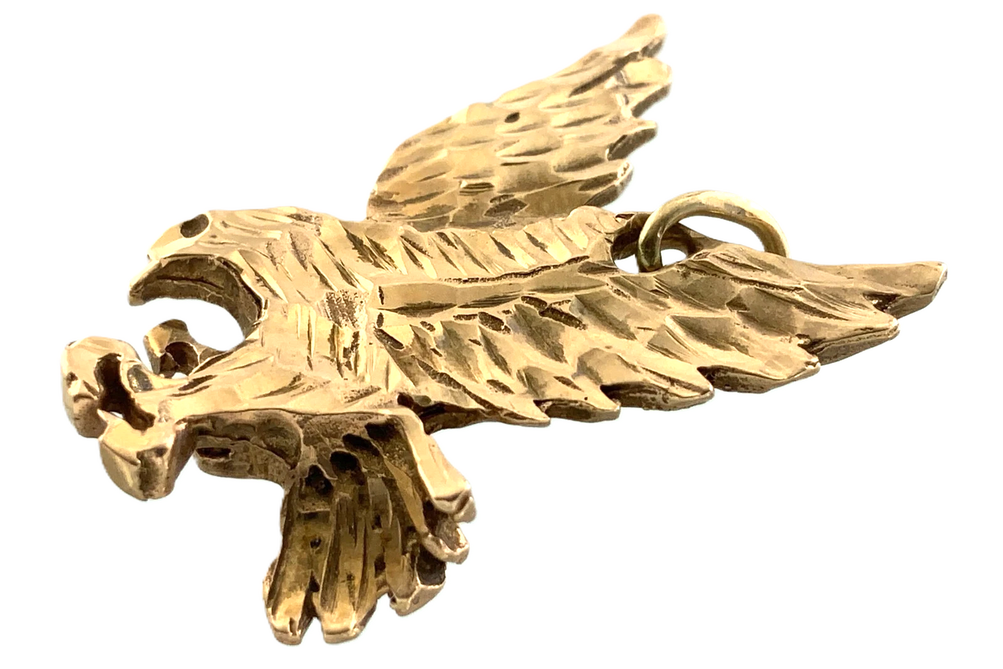 10K Yellow Gold Flying Eagle Pendant Charm AU030